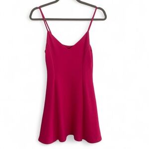 SAKS FIFTH AVENUE HOT PINK SLEEVELESS SPAGHETTI STRAP A LINE MINI DRESS SMALL